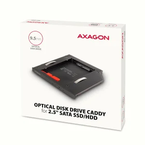 AXAGON RSS-CD09 rámeček pro 2.5" SSD/HDD do DVD slotu, 9.5 mm, LED, hliník - obrázek 2