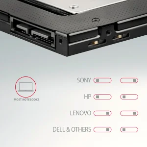 AXAGON RSS-CD09 rámeček pro 2.5" SSD/HDD do DVD slotu, 9.5 mm, LED, hliník - obrázek 4
