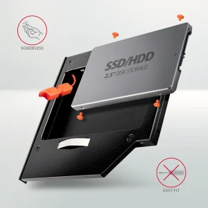 AXAGON RSS-CD09 rámeček pro 2.5" SSD/HDD do DVD slotu, 9.5 mm, LED, hliník - obrázek 7