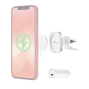 ER POWER CAR VENT MOUNT držák pro MagSafe nabíječku + 20W autonabíječka - bílá - obrázek 2