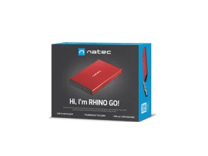 Externí box pro HDD 2,5" USB 3.0 Natec Rhino Go, červený, hliníkové tělo - obrázek 2