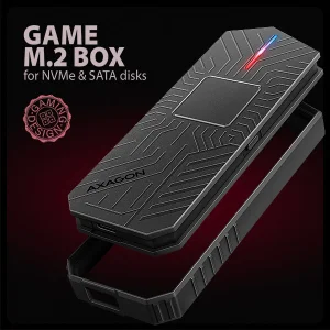 AXAGON EEM2-GAM, USB-C 10Gbps - NVMe & SATA SSD GAME M.2 box, bezšroubkový - obrázek 2