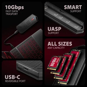 AXAGON EEM2-GAM, USB-C 10Gbps - NVMe & SATA SSD GAME M.2 box, bezšroubkový - obrázek 8