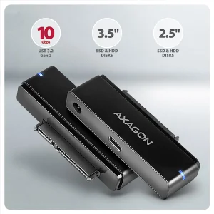 AXAGON ADSA-FPX, USB-C 10Gbps - SATA 6G, 2.5"/3.5" SSD/HDD FAST PORT X adaptér, vč. AC napáječe - obrázek 6