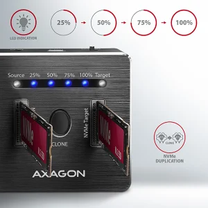 AXAGON ADSA-M2C, USB-C 3.2 Gen 2 -  2x M.2 NVMe SSD CLONE MASTER dokovací stanice - obrázek 3