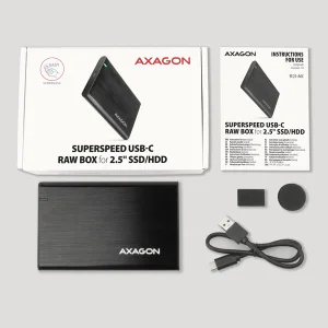 AXAGON EE25-A6C, USB-C 3.2 Gen 1 - SATA 6G 2.5" kovový RAW box, bezšroubkový - obrázek 2