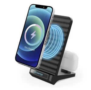 Aligator Stojánek s bezdrátovým nabíjením 15W a USB-C konektorem, 2v1, černý - obrázek 3