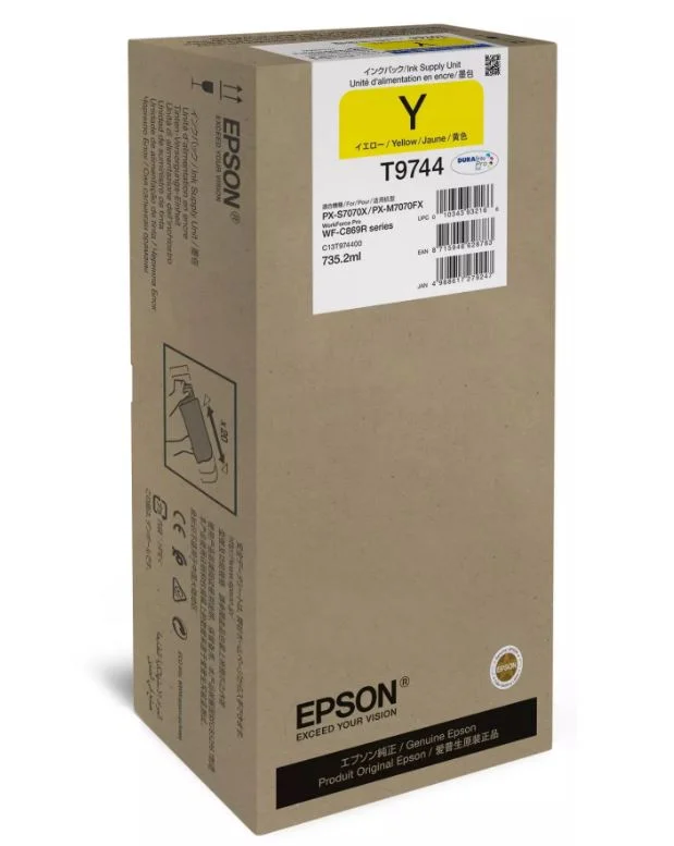 Inkoustová náplň Epson T9744 WorkForce Pro WF-C869R žlutá 735,2 ml XXL