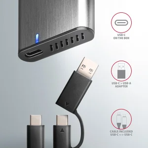 AXAGON EEM2-SB2, USB-C 3.2 Gen 2 - M.2 NVMe & SATA SSD kovový RAW box, bezšroubkový, černý - obrázek 2