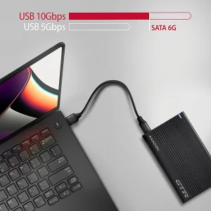AXAGON EE25-GTR, USB-C 10Gbps - SATA 6G 2.5" RIBBED box, černý - obrázek 2