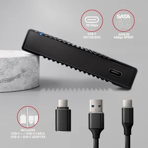AXAGON EE25-GTR, USB-C 10Gbps - SATA 6G 2.5" RIBBED box, černý - obrázek 5