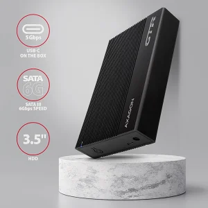 AXAGON EE35-GTR, USB-C 5Gbps - SATA 6G 3.5" RIBBED box, černý - obrázek 3