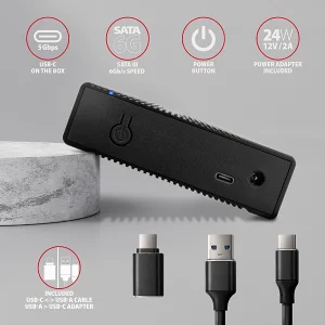 AXAGON EE35-GTR, USB-C 5Gbps - SATA 6G 3.5" RIBBED box, černý - obrázek 5