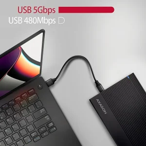 AXAGON EE35-GTR, USB-C 5Gbps - SATA 6G 3.5" RIBBED box, černý - obrázek 6