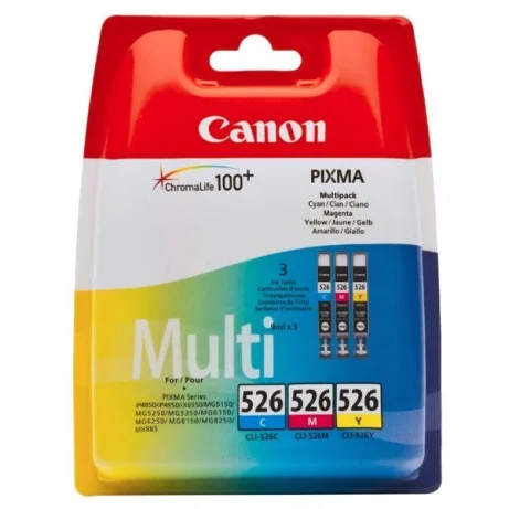 Inkoustová náplň Canon CLI-526 azurová/purpurová/žlutá