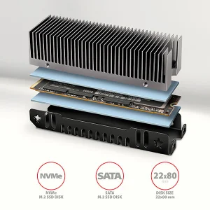 AXAGON CLR-M2XT, hliníkový pasivní chladič pro jedno i oboustranný M.2 SSD disk, výška 24 mm - obrázek 2