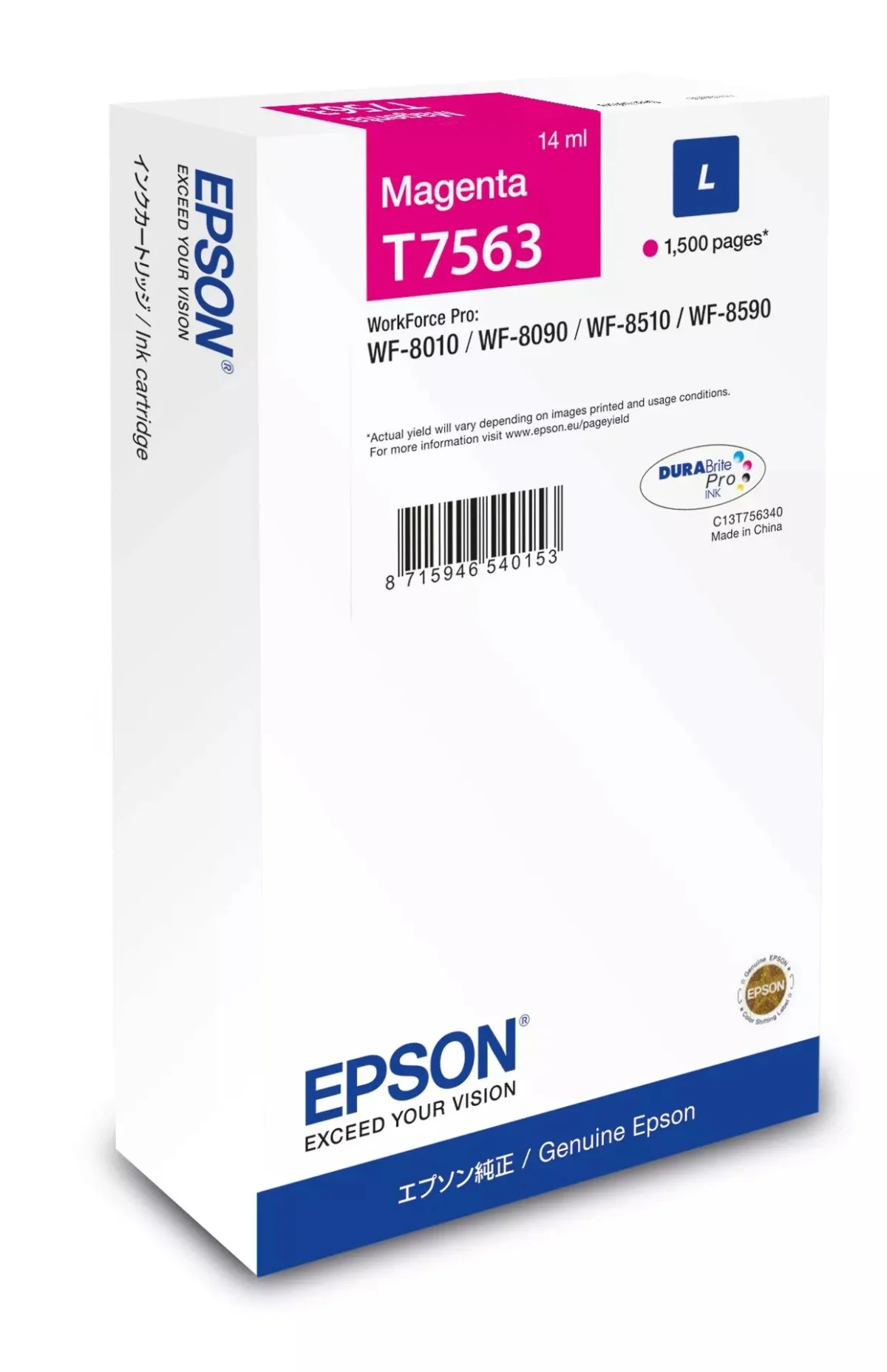 Inkoustová náplň Epson T7563 DURABrite Pro L purpurová