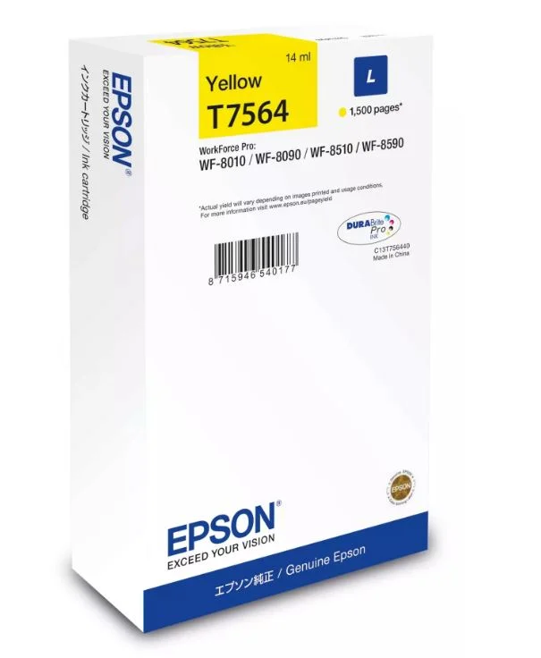 Inkoustová náplň Epson T7564 DURABrite Pro L žlutá 14 ml