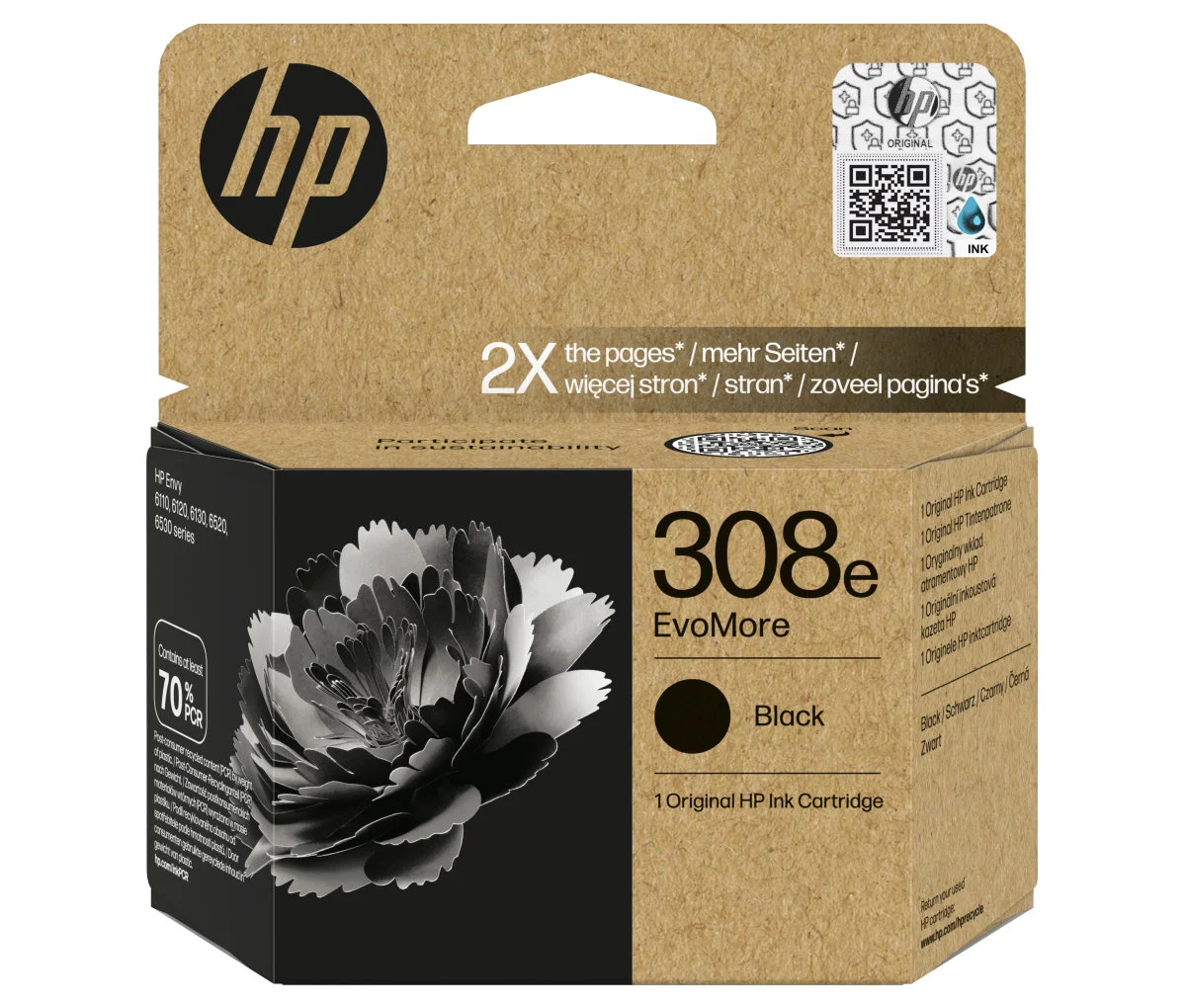 Inkoustová náplň HP 308e černá EvoMore