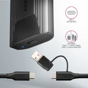 AXAGON EEM2-GTS2, USB-C 10Gbps - M.2 NVMe & SATA SSD kovový THIN box, bezšroubkový - obrázek 2