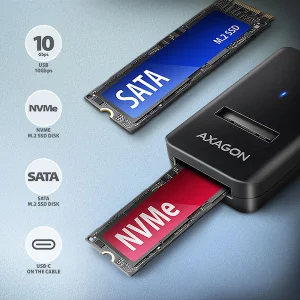 AXAGON ADM2-CM USB-C 10Gbps - M.2 NVMe & SATA SSD adaptér, kabel USB-C 10cm - obrázek 5