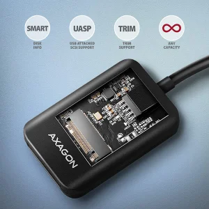 AXAGON ADM2-CM USB-C 10Gbps - M.2 NVMe & SATA SSD adaptér, kabel USB-C 10cm - obrázek 6