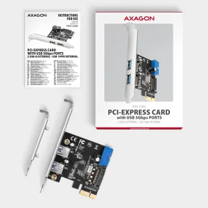 AXAGON PCEU-232RS, PCIe řadič, 2+2x USB 5Gbps port, SATA napájení, Renesas PD720201, SP & LP - obrázek 5