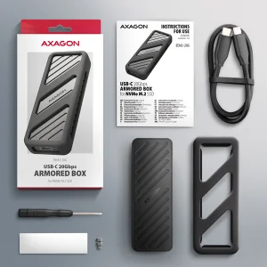 AXAGON EEM2-20G, USB-C 20Gbps - M.2 NVMe SSD kovový ARMORED box - obrázek 3
