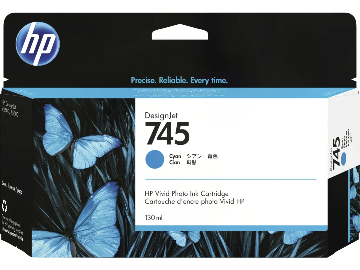 Inkoustová náplň HP 745 azurová 130 ml F9J97A