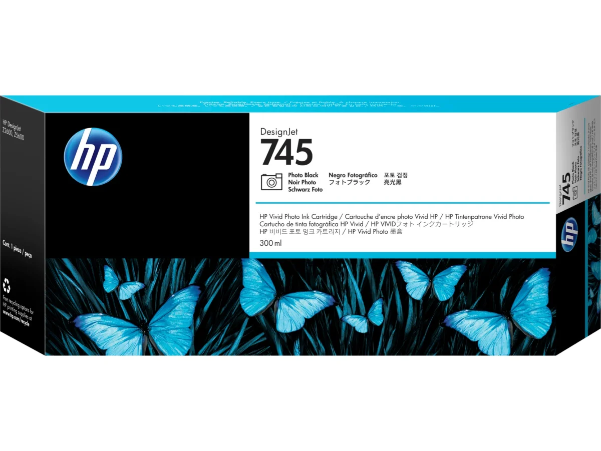Inkoustová náplň HP 745 foto černá 300 ml F9K04A