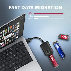 AXAGON ADM2-AM USB-A 10Gbps - M.2 NVMe & SATA SSD adaptér, kabel USB-A 10cm - obrázek 3