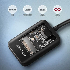 AXAGON ADM2-AM USB-A 10Gbps - M.2 NVMe & SATA SSD adaptér, kabel USB-A 10cm - obrázek 4
