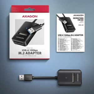 AXAGON ADM2-AM USB-A 10Gbps - M.2 NVMe & SATA SSD adaptér, kabel USB-A 10cm - obrázek 6