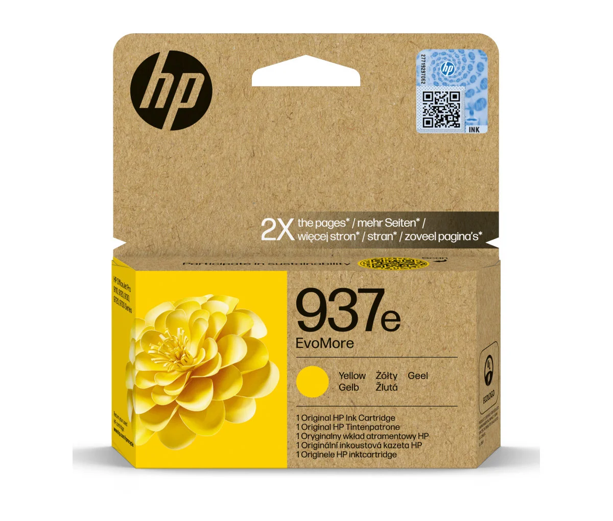 Inkoustová náplň HP 937e žlutá 4S6W8NE