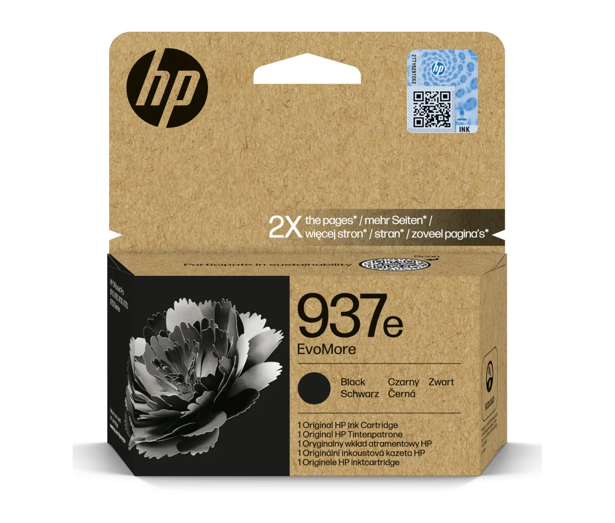 Inkoustová náplň HP 937e černá 4S6W9NE