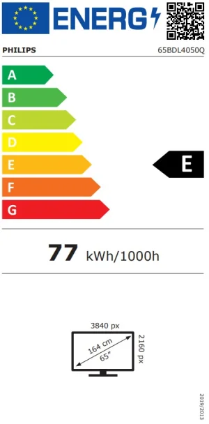 65" D-LED Philips 65BDL4050Q-UHD,500cd,AN,24/7 - obrázek 2