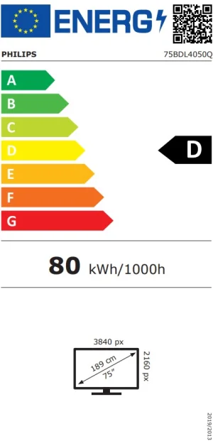 75" LED Philips 75BDL4050Q-UHD,500cd,AN,24/7 - obrázek 2