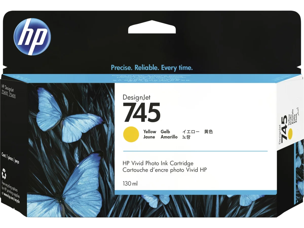 Inkoustová náplň HP 745 žlutá 130 ml F9J96A