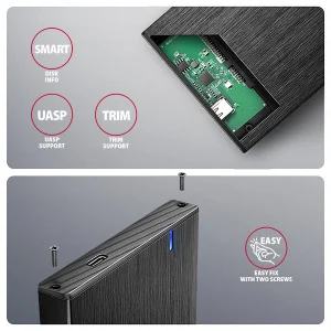 AXAGON EE25-XA6C, USB-C 5Gbps - SATA 6G, 2.5" kovový ALINE box - obrázek 2