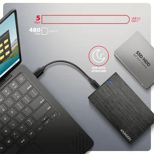 AXAGON EE25-XA6C, USB-C 5Gbps - SATA 6G, 2.5" kovový ALINE box - obrázek 5