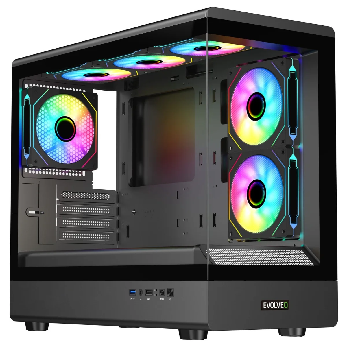 EVOLVEO Ursus, mATX/6x ARGB 120/sklo čelo + bok