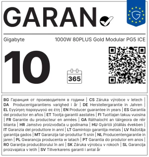 GIGABYTE zdroj 1000W 80PLUS Gold Modular PG5 ICE - obrázek 5