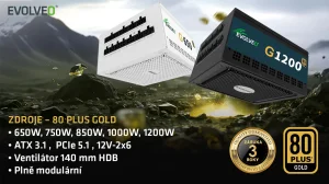 EVOLVEO G850,850W,ATX 3.1,14cm,aPFC,80+GOLD,3YRW - obrázek 30
