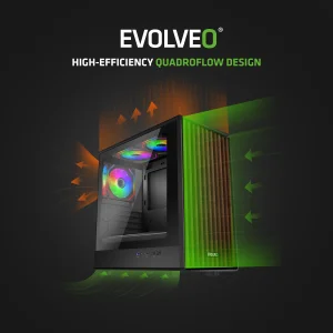 EVOLVEO Panthera, mATX/3x ARGB 120/dřevo+sklo - obrázek 4