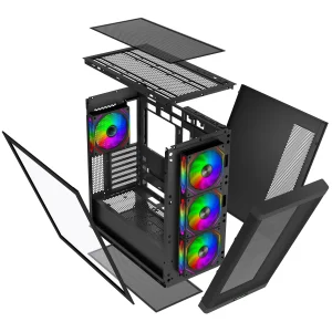 EVOLVEO Scorpio, Big Tower/4x ARGB/sklo+mřížka - obrázek 2