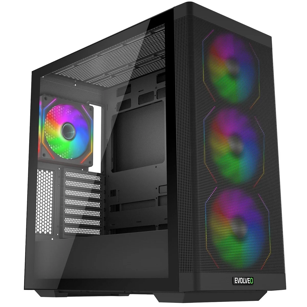 EVOLVEO Scorpio, Big Tower/4x ARGB/sklo+mřížka