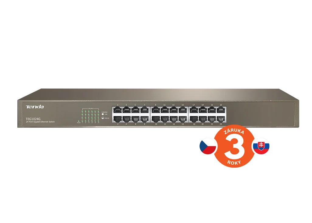TENDA TEG1024G switch 24x Gigabit, bez ventilátoru