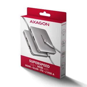 AXAGON HMC-5HL USB hub 5Gbps, HDMI 4K/60Hz, RJ-45, PD 100W - obrázek 2