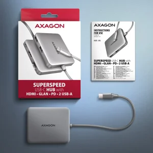 AXAGON HMC-5HL USB hub 5Gbps, HDMI 4K/60Hz, RJ-45, PD 100W - obrázek 3