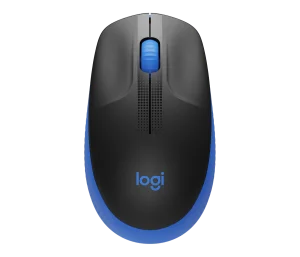 Logitech M190/Kancelářská/Optická/1 000 DPI/Bezdrátová USB/Černá-modrá